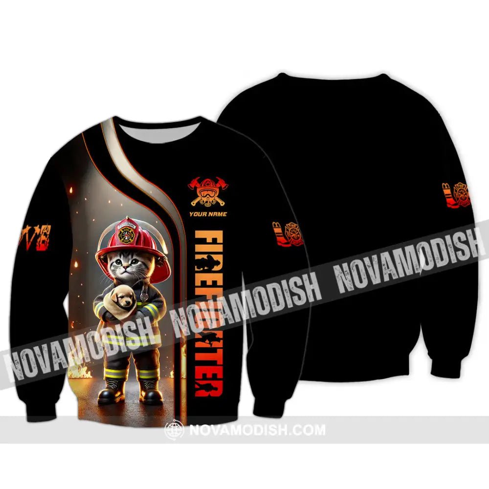 Unisex Shirt Custom Name Firefighter T-Shirt Hoodie Long Sleeve / S T-Shirt