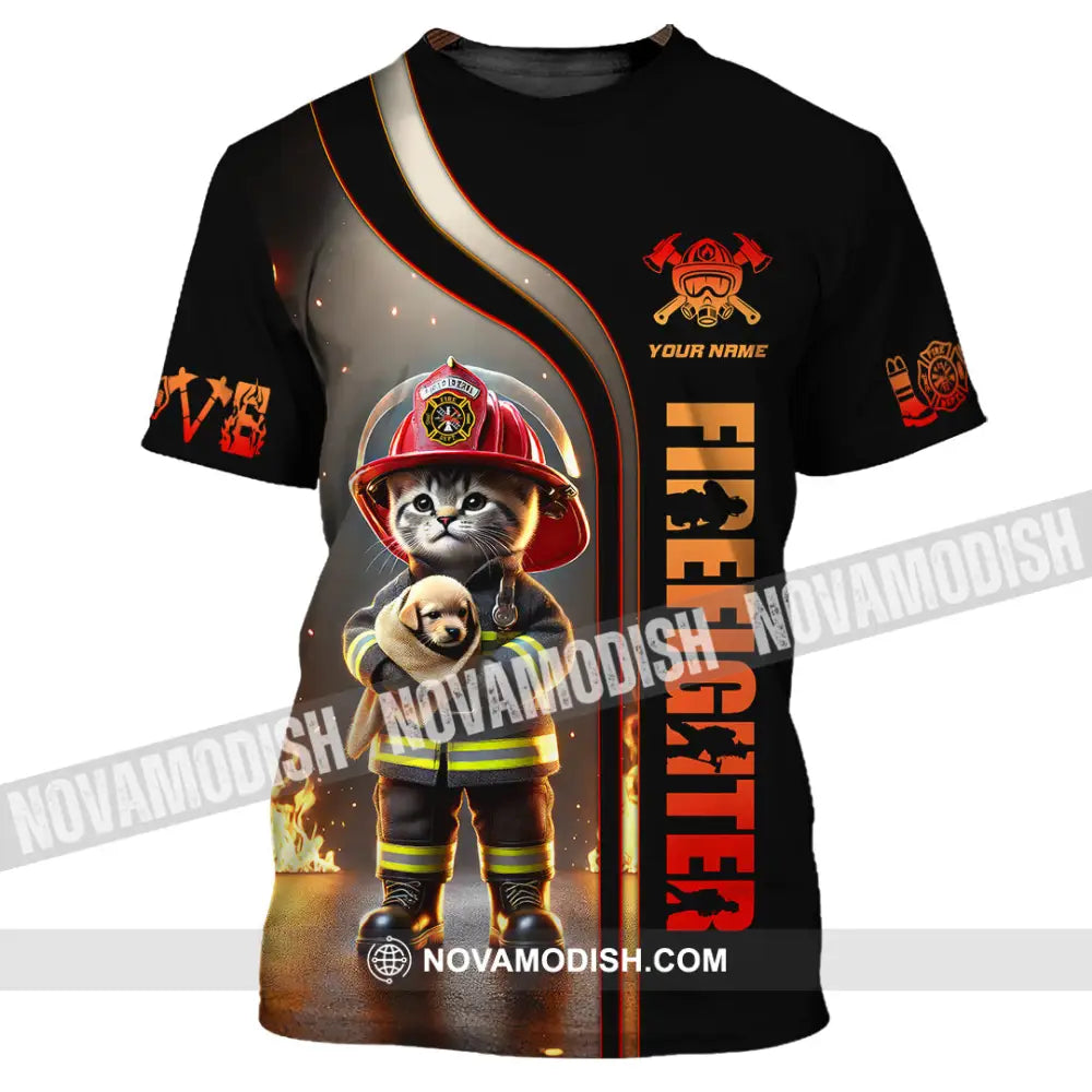 Unisex Shirt Custom Name Firefighter T-Shirt Hoodie Long Sleeve / S T-Shirt