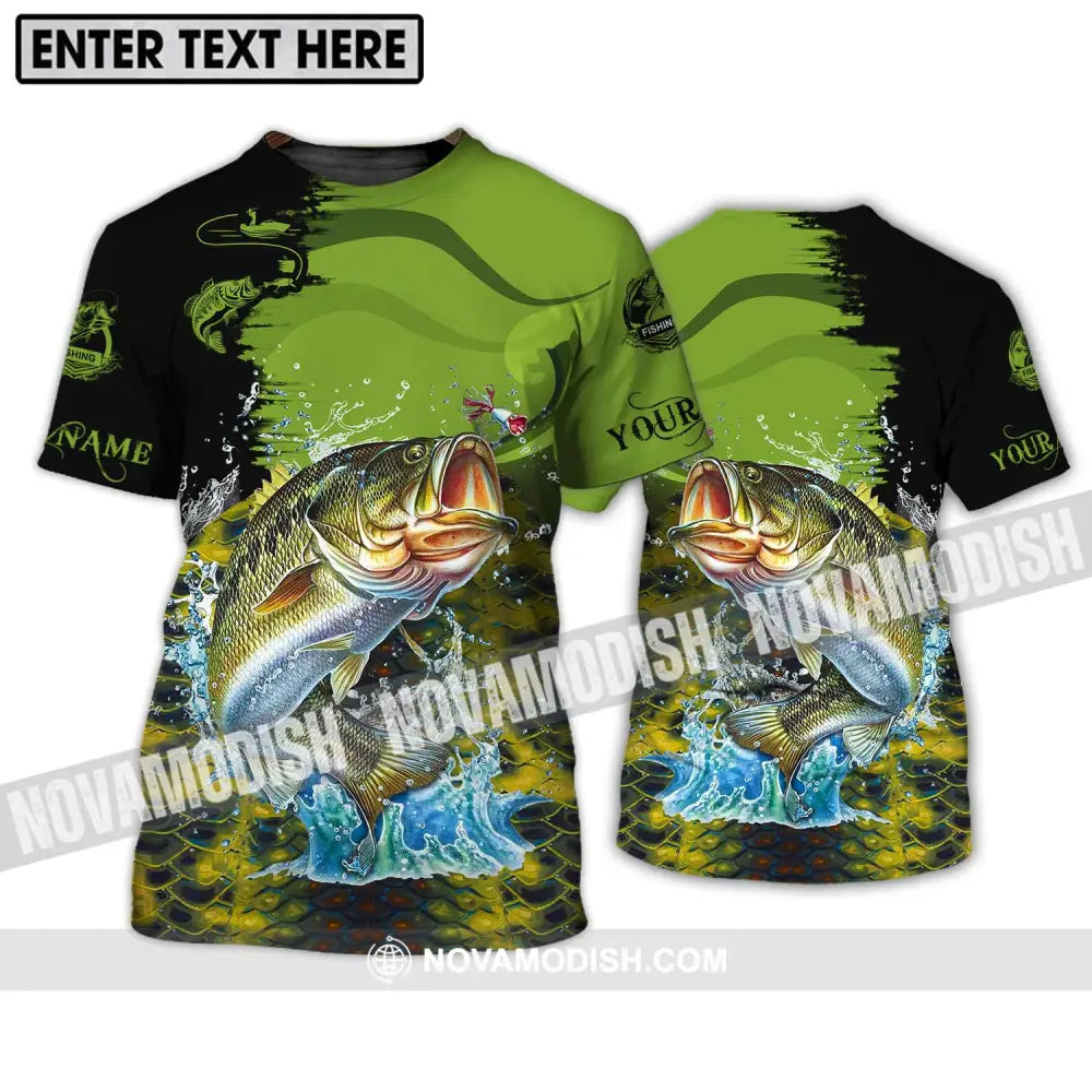 Unisex Shirt - Custom Name Fish On Fish Green And Black Shirt T-Shirt / S T-shirt