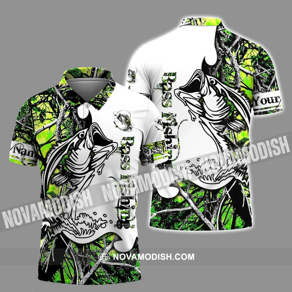 Unisex Shirt - Custom Name Fish On Fish Green And White Shirt Polo Shirt / S T-shirt