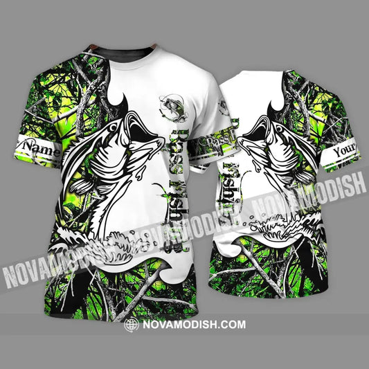 Unisex Shirt - Custom Name Fish On Fish Green And White Shirt T-Shirt / S T-shirt