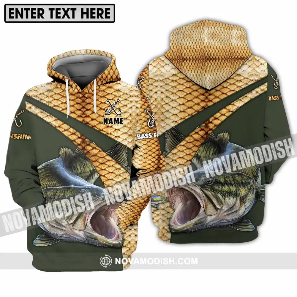 Unisex Shirt - Custom Name Shirt Fish On Hook Bass Fishing Hoodie / S T-shirt