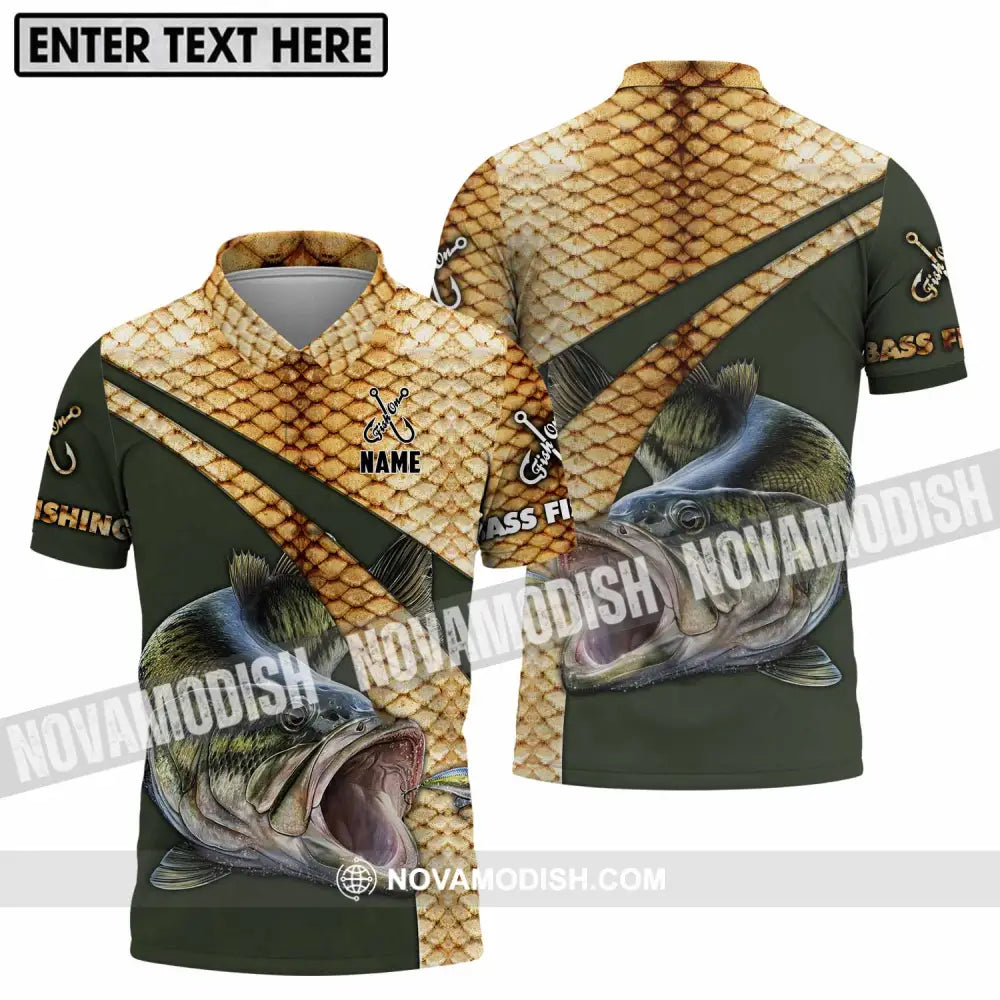 Unisex Shirt - Custom Name Shirt Fish On Hook Bass Fishing Polo Shirt / S T-shirt