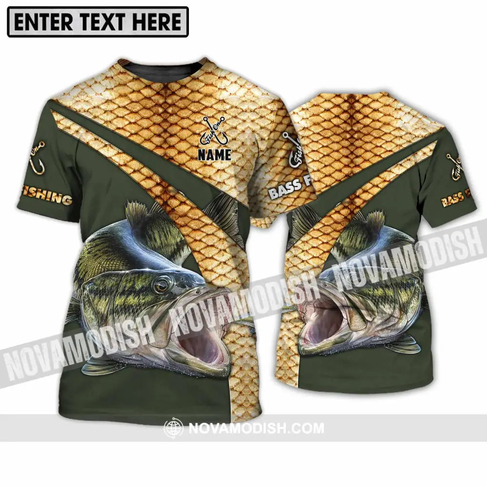 Unisex Shirt - Custom Name Shirt Fish On Hook Bass Fishing T-Shirt / S T-shirt