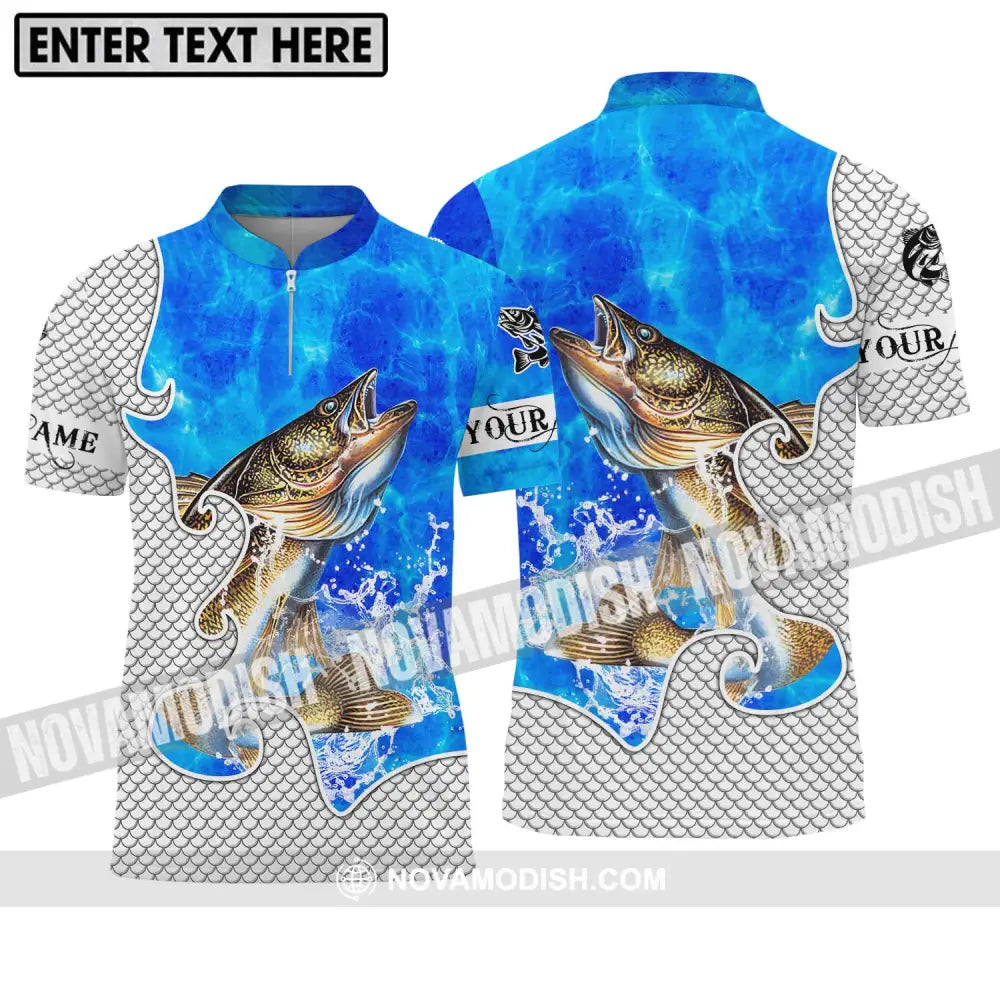 Unisex Shirt - Custom Name Fish On Fish Shirt Zipper Polo Shirt / S T-shirt