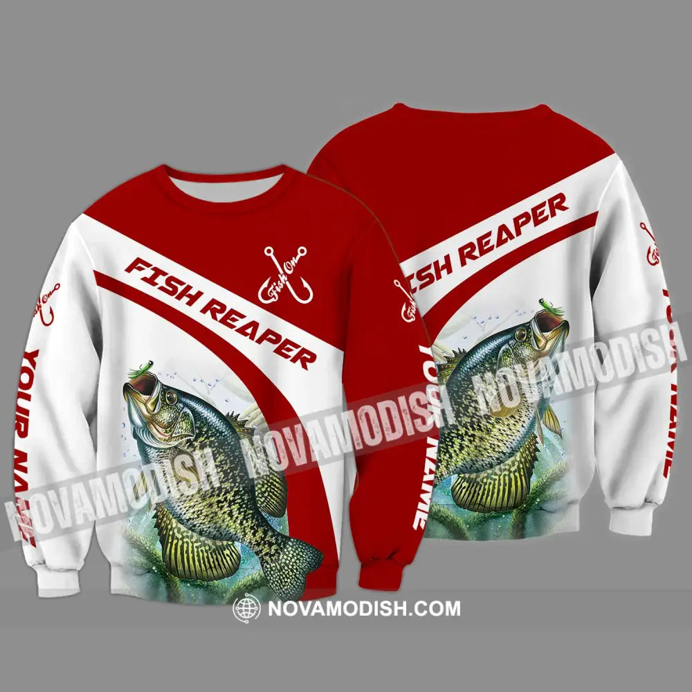 Unisex Shirt - Custom Name Shirt Fish Reaper Red And White Long Sleeve / S T-shirt