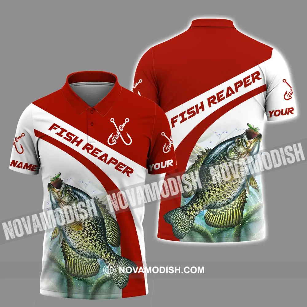 Unisex Shirt - Custom Name Shirt Fish Reaper Red And White Polo Shirt / S T-shirt