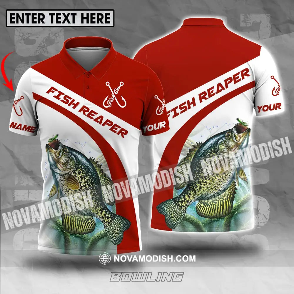 Unisex Shirt - Custom Name Shirt Fish Reaper Red And White T-shirt