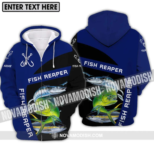 Unisex Shirt - Custom Name Fish Reaper Shirt Zipper Hoodie / S T-shirt