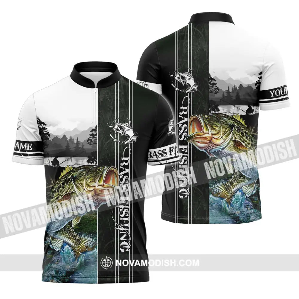 Unisex Shirt - Custom Name Fish Worker Shirt Bass Fishing Zipper Polo Shirt / S T-shirt