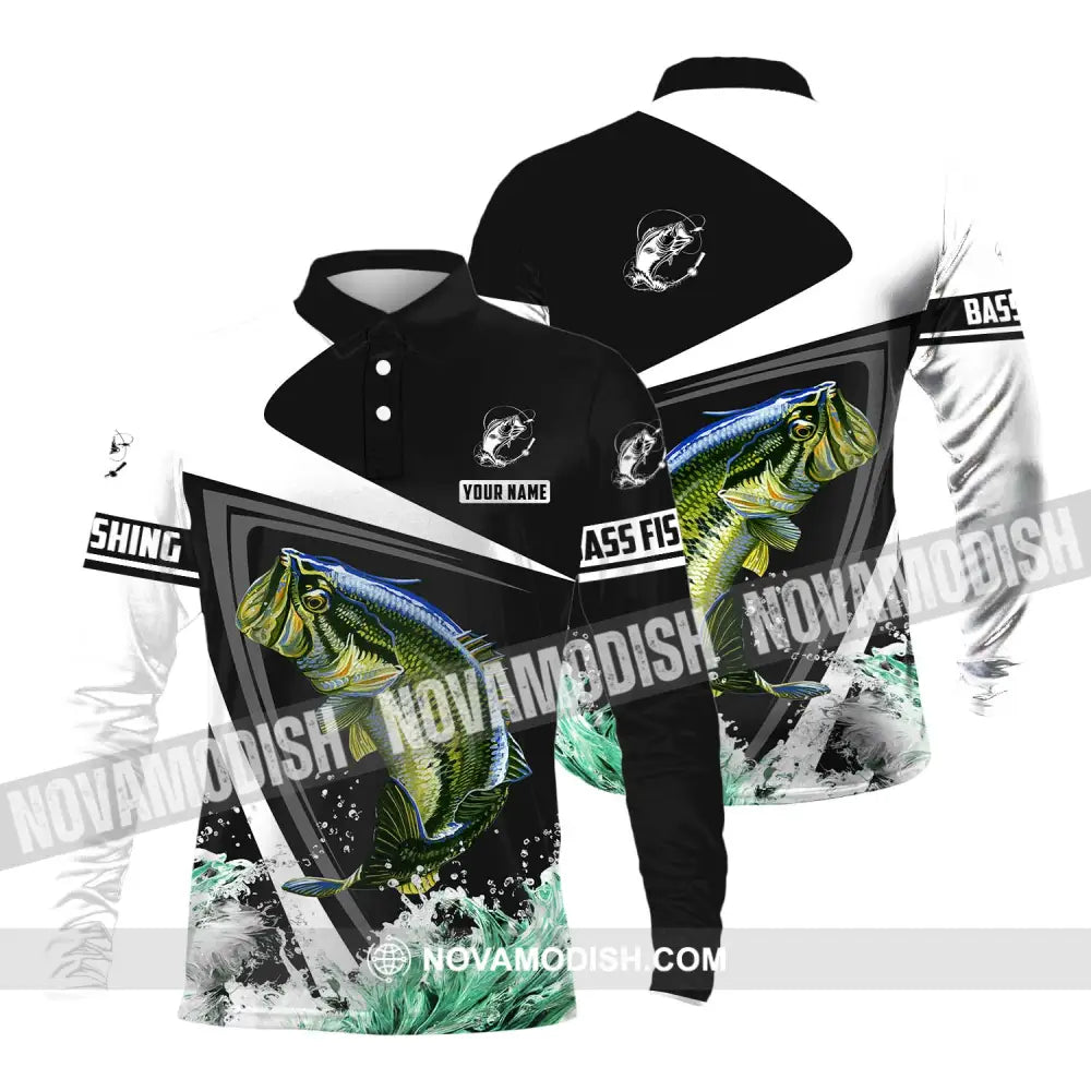 Unisex Shirt - Custom Name Fish Worker Shirt Hook Bass Fishing Long Sleeve Polo / S T-shirt