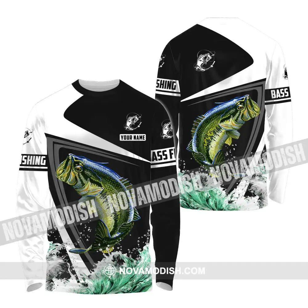 Unisex Shirt - Custom Name Fish Worker Shirt Hook Bass Fishing Long Sleeve Shirt / S T-shirt