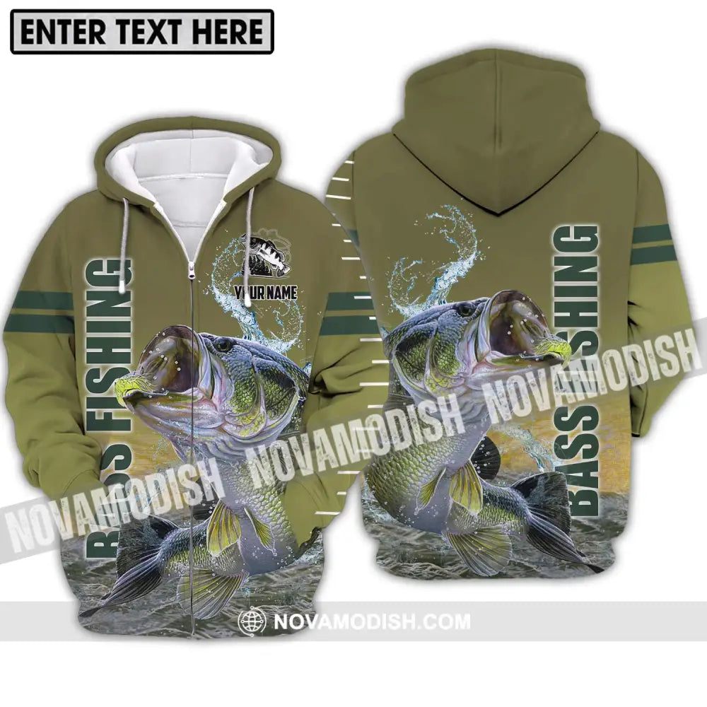 Unisex Shirt - Custom Name Fisher Shirt Bass Fishing Zipper Hoodie / S T-shirt
