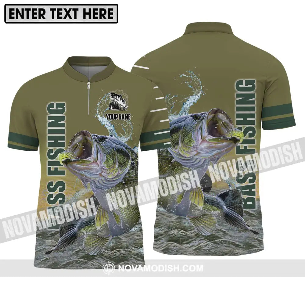 Unisex Shirt - Custom Name Fisher Shirt Bass Fishing Zipper Polo Shirt / S T-shirt