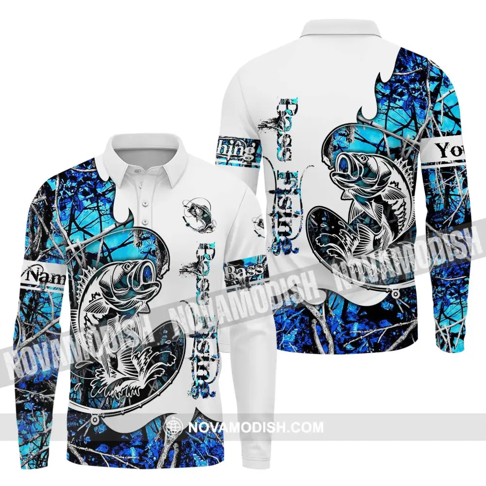 Unisex Shirt - Custom Name Fisher Shirt Fishing Bass Long Sleeve Polo / S T-shirt