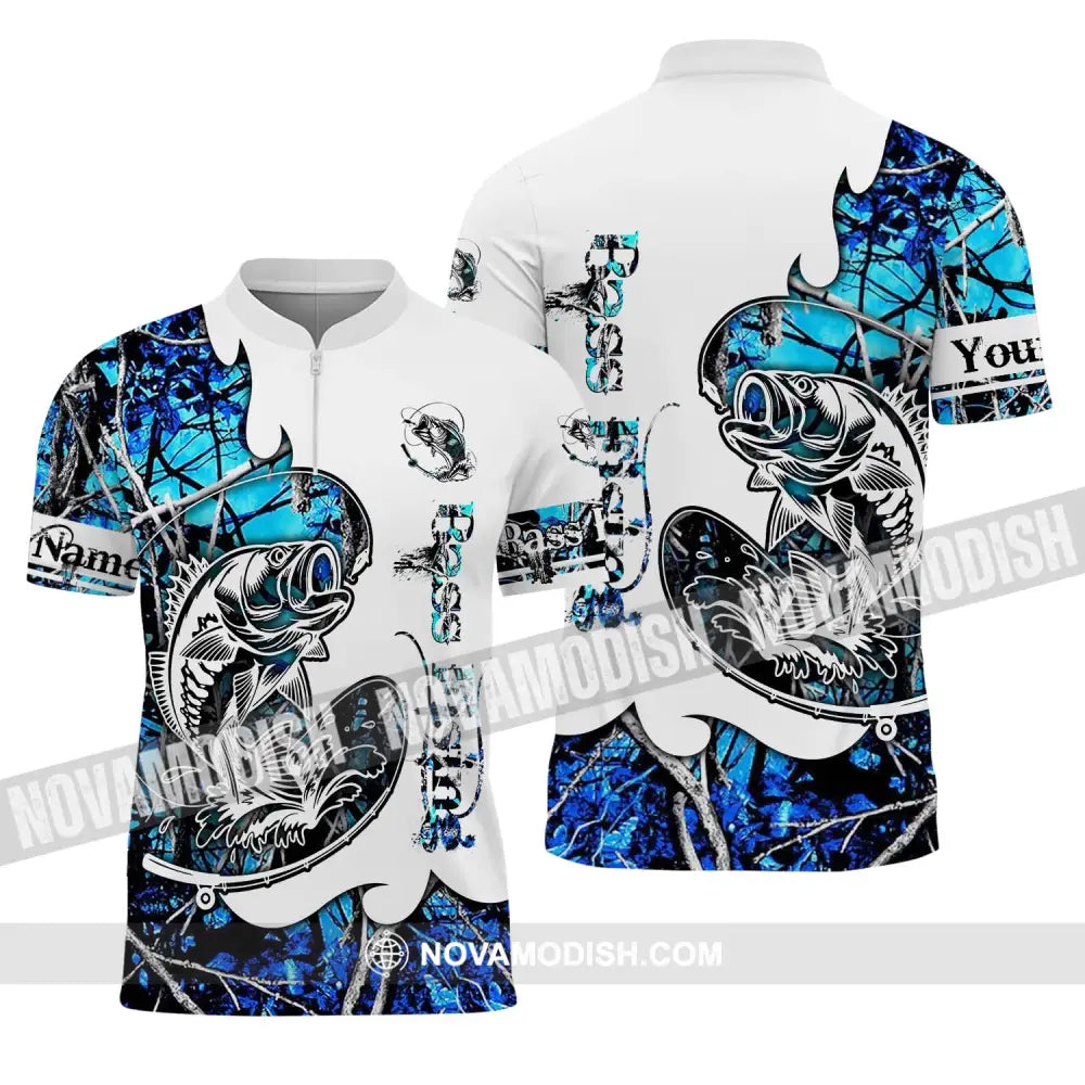 Unisex Shirt - Custom Name Fisher Shirt Fishing Bass Zipper Polo Shirt / S T-shirt