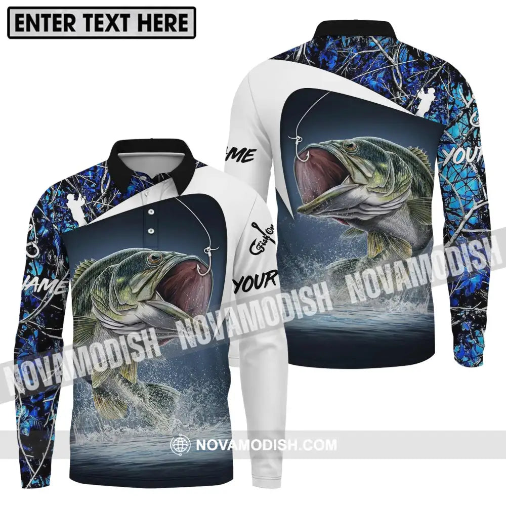 Unisex Shirt - Custom Name Fisher Shirt Hook Fishing Long Sleeve Polo / S T-shirt
