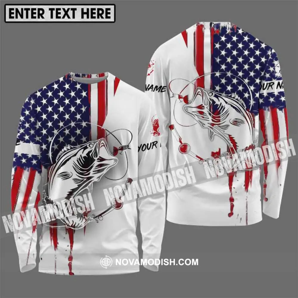Unisex Shirt - Custom Name Fisher Shirt USA Flag Color Long Sleeve Shirt / S T-shirt