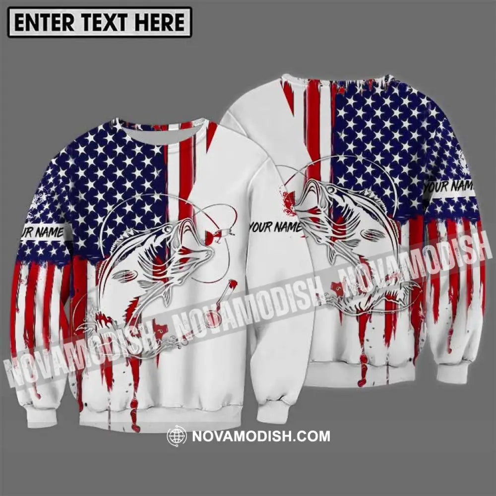 Unisex Shirt - Custom Name Fisher Shirt USA Flag Color Long Sleeve / S T-shirt