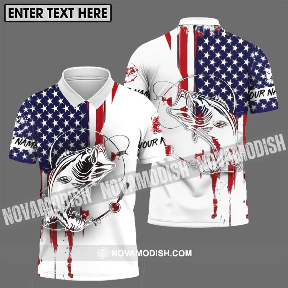 Unisex Shirt - Custom Name Fisher Shirt USA Flag Color Polo Shirt / S T-shirt
