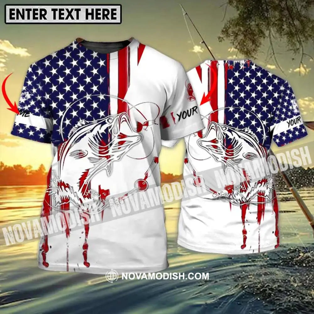Unisex Shirt - Custom Name Fisher Shirt USA Flag Color T-shirt