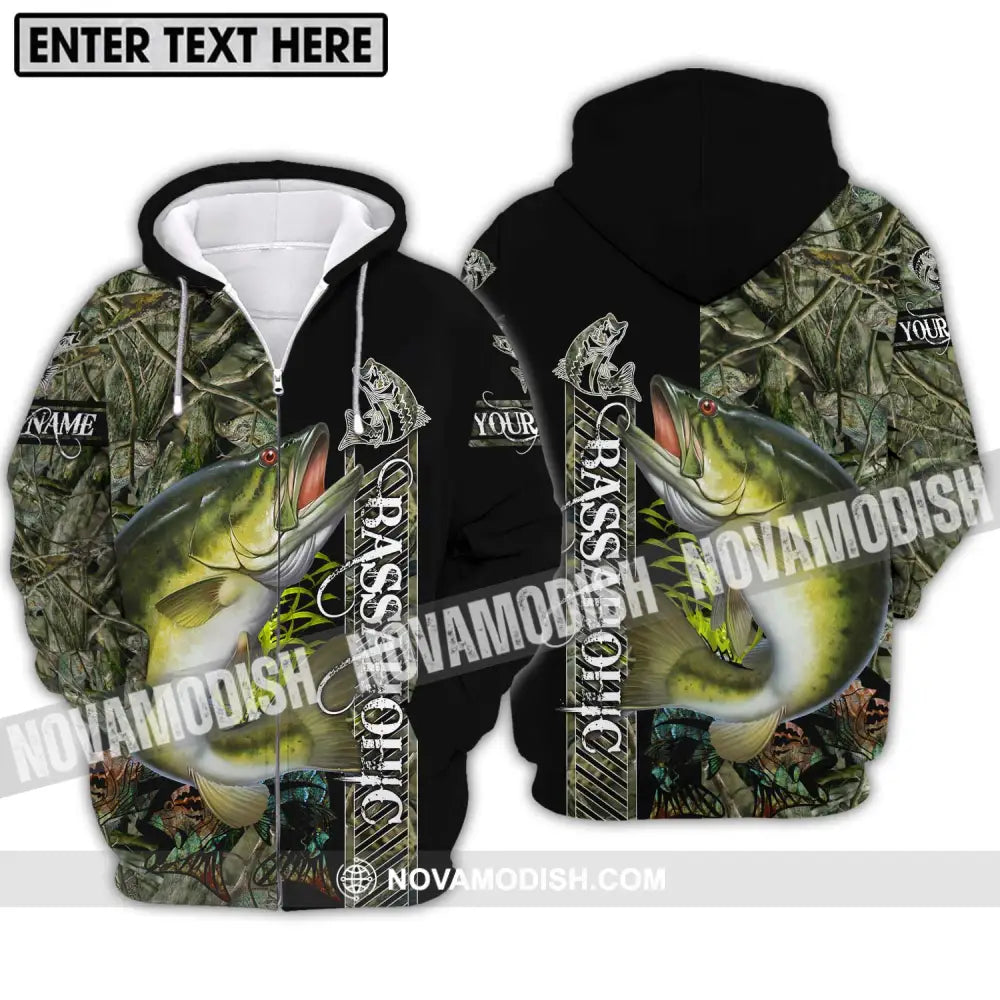 Unisex Shirt - Custom Name Fishing Shirt Bassa Zipper Hoodie / S T-shirt