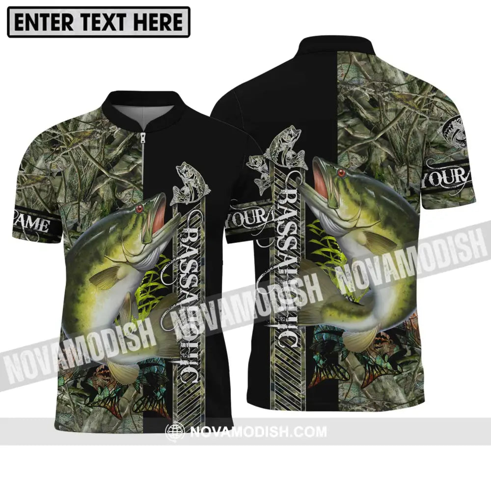 Unisex Shirt - Custom Name Fishing Shirt Bassa Zipper Polo Shirt / S T-shirt