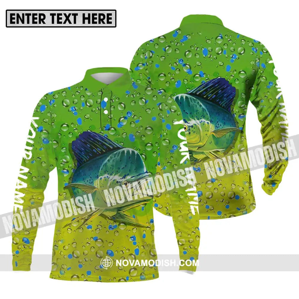 Unisex Shirt - Custom Name Fishing Shirt Big Sea Fish Long Sleeve Polo / S T-shirt