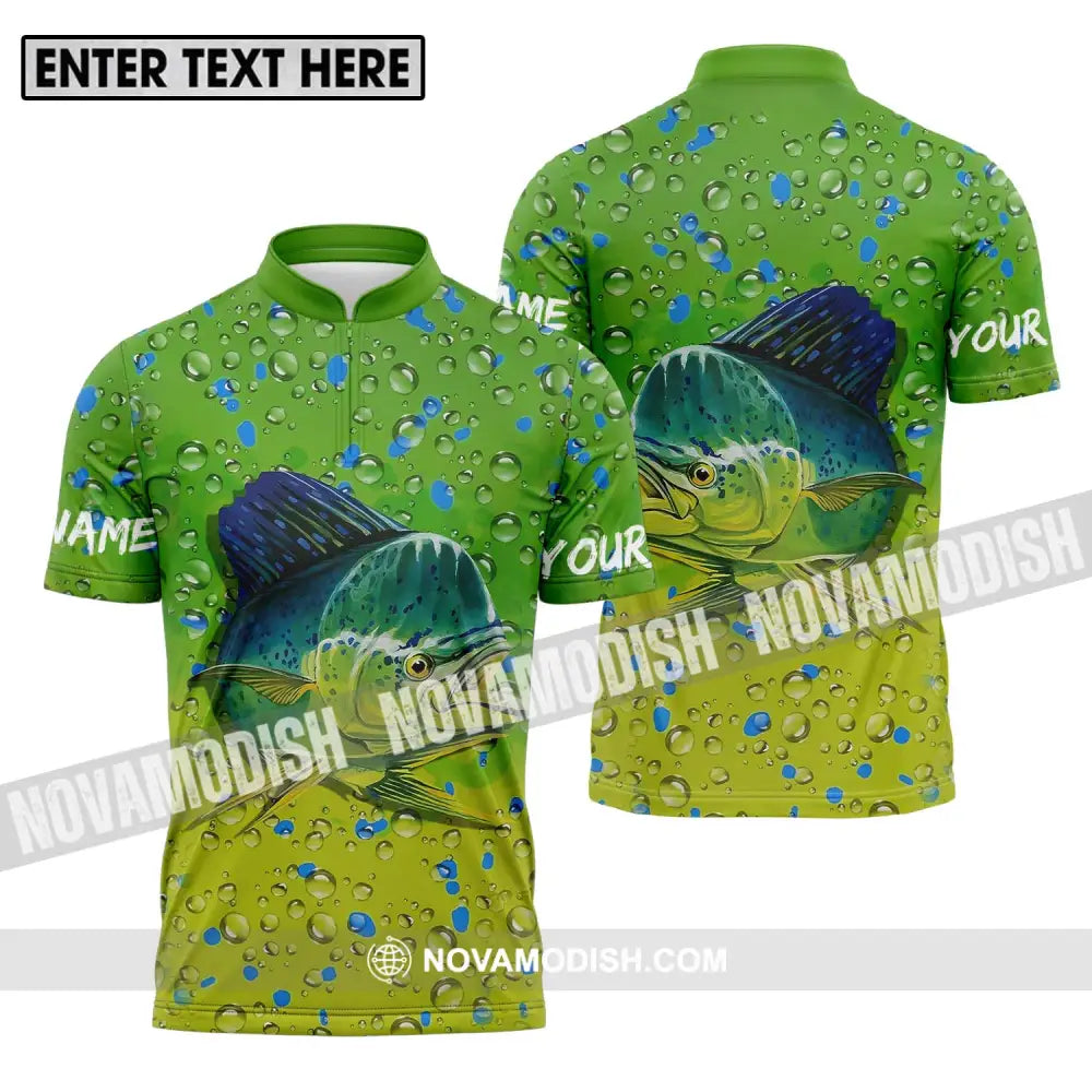 Unisex Shirt - Custom Name Fishing Shirt Big Sea Fish Zipper Polo Shirt / S T-shirt