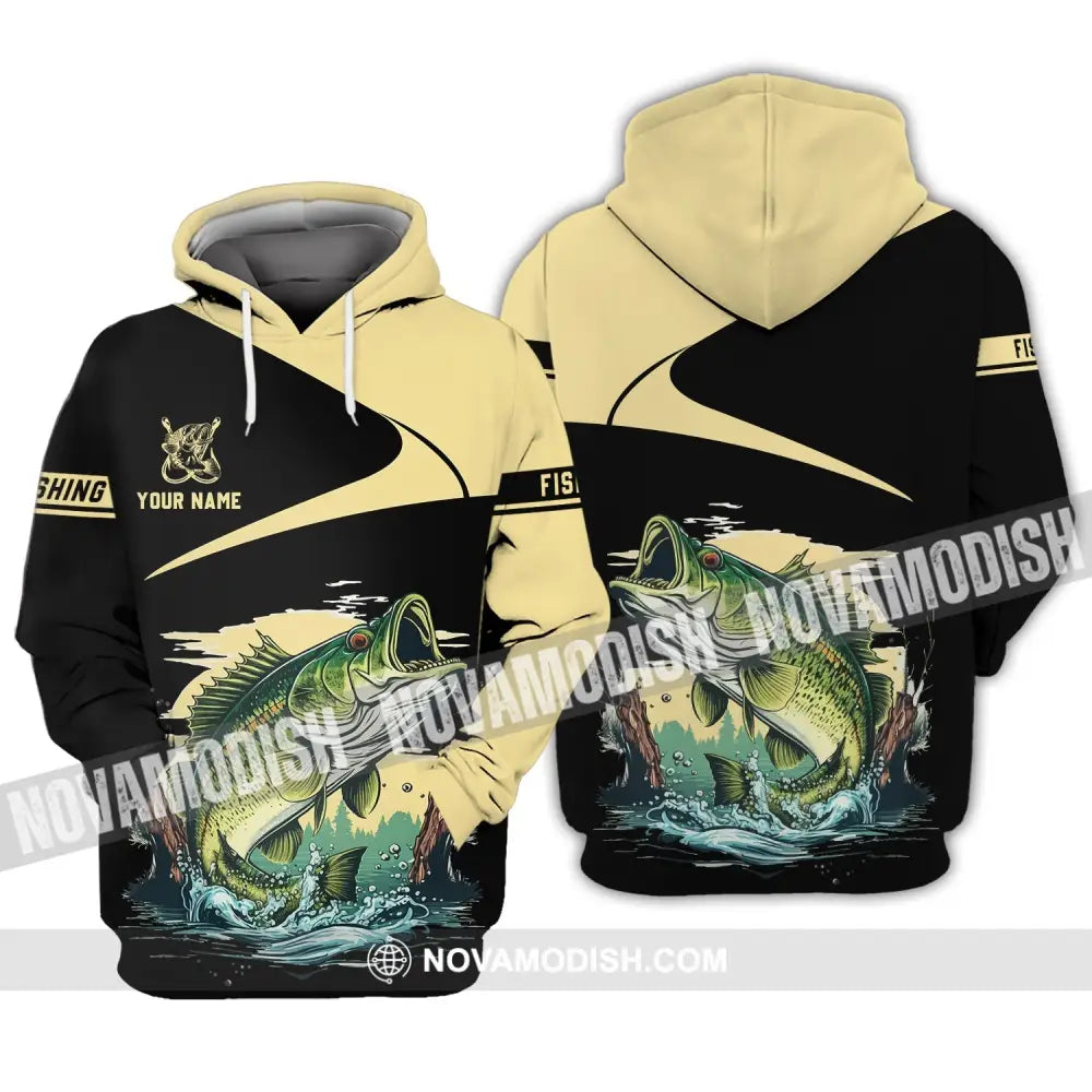 Unisex Shirt - Custom Name Fishing Black Gold Shirt Hoodie / S T-shirt