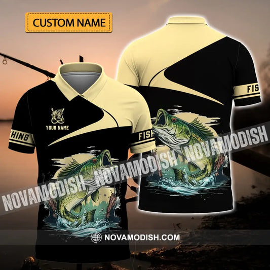 Unisex Shirt - Custom Name Fishing Black Gold Shirt T-shirt
