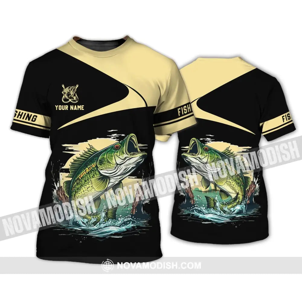 Unisex Shirt - Custom Name Fishing Black Gold Shirt T-Shirt / S T-shirt
