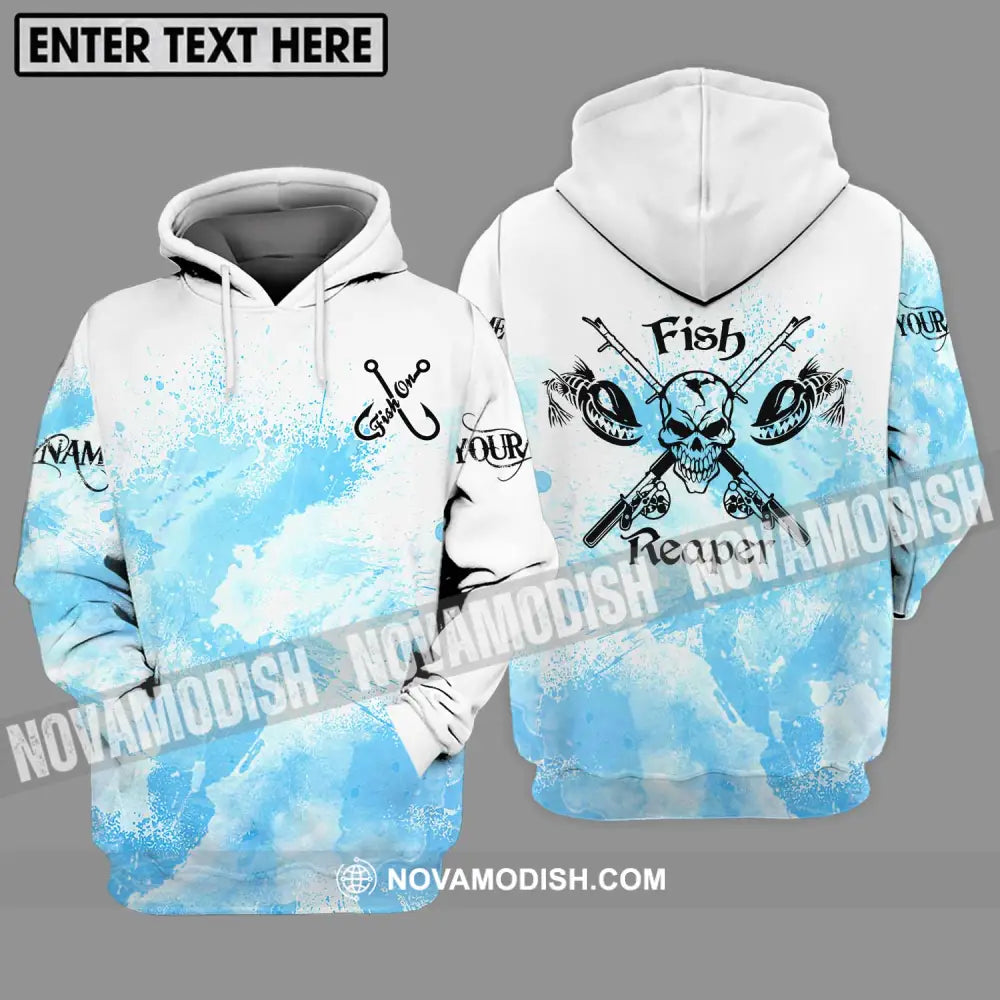 Unisex Shirt - Custom Name Fishing Shirt Fish Skull Reaper Hoodie / S T-shirt