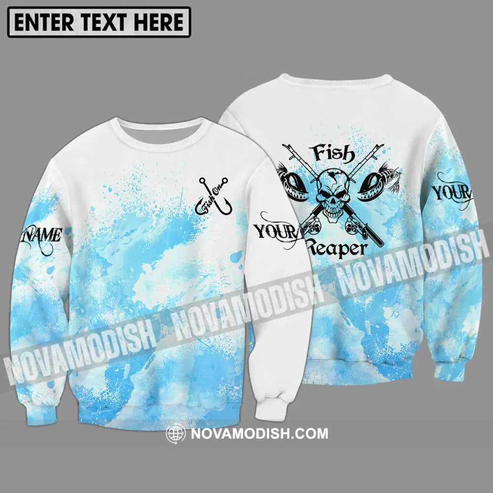 Unisex Shirt - Custom Name Fishing Shirt Fish Skull Reaper Long Sleeve / S T-shirt