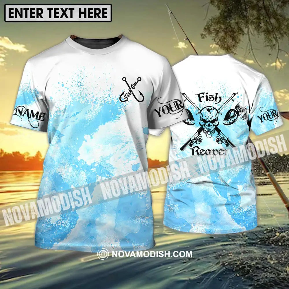 Unisex Shirt - Custom Name Fishing Shirt Fish Skull Reaper T-shirt