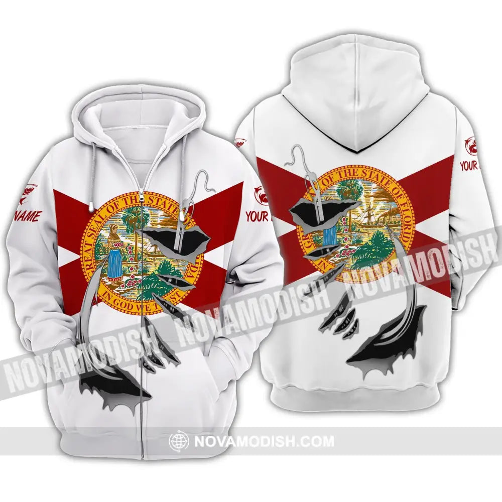 Unisex Shirt - Custom Name Fishing Florida Shirt Zipper Hoodie / S T-shirt