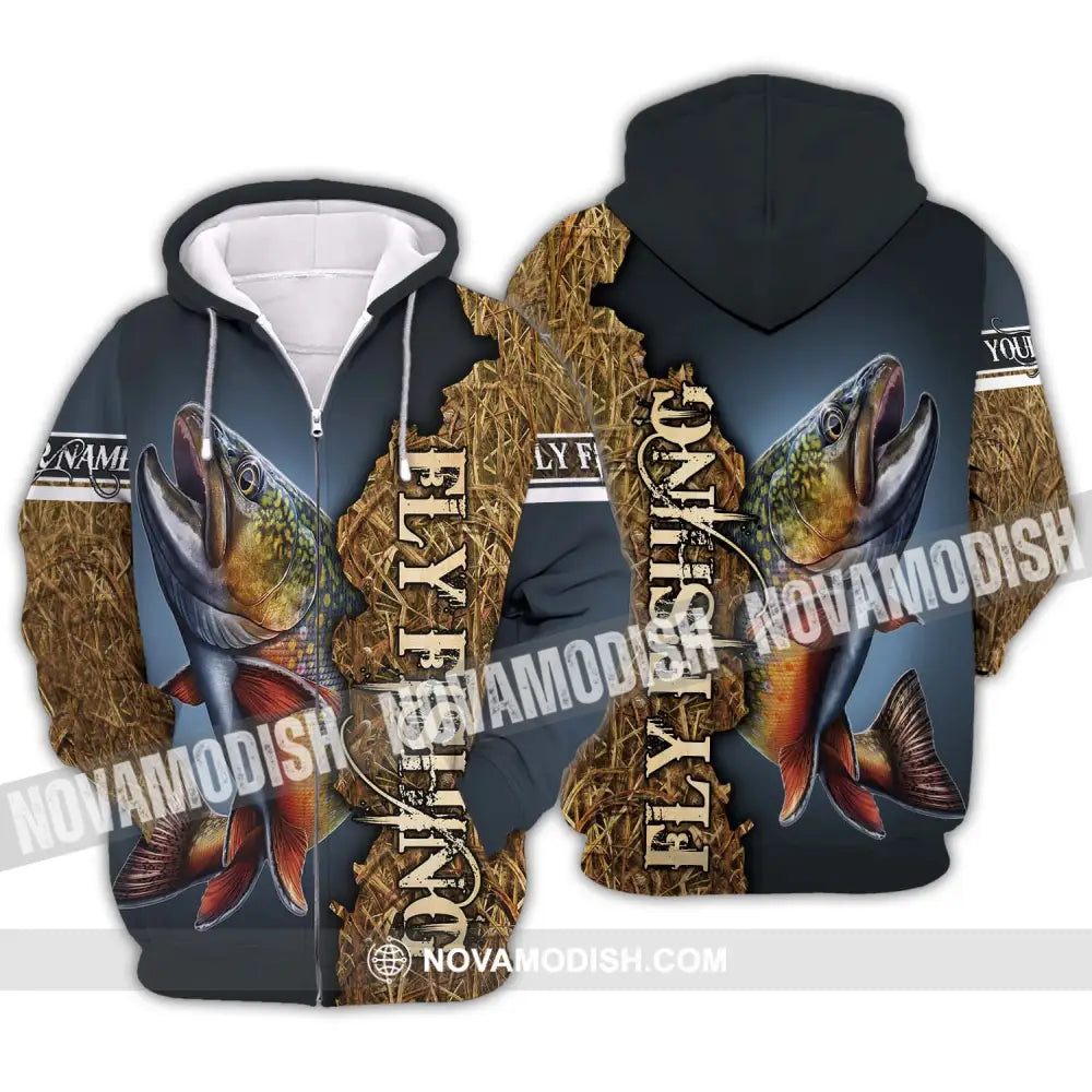Unisex Shirt - Custom Name Fishing Shirt Fly Fishing Zipper Hoodie / S T-shirt