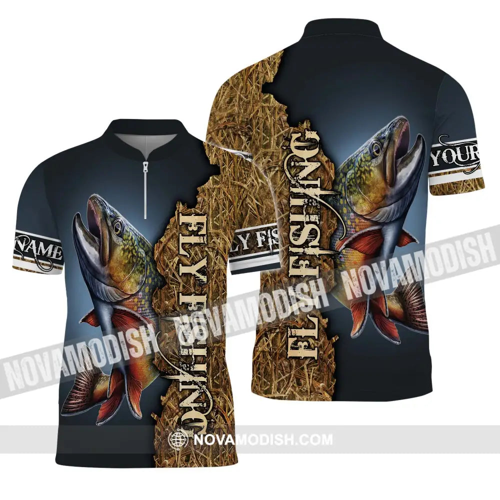 Unisex Shirt - Custom Name Fishing Shirt Fly Fishing Zipper Polo Shirt / S T-shirt