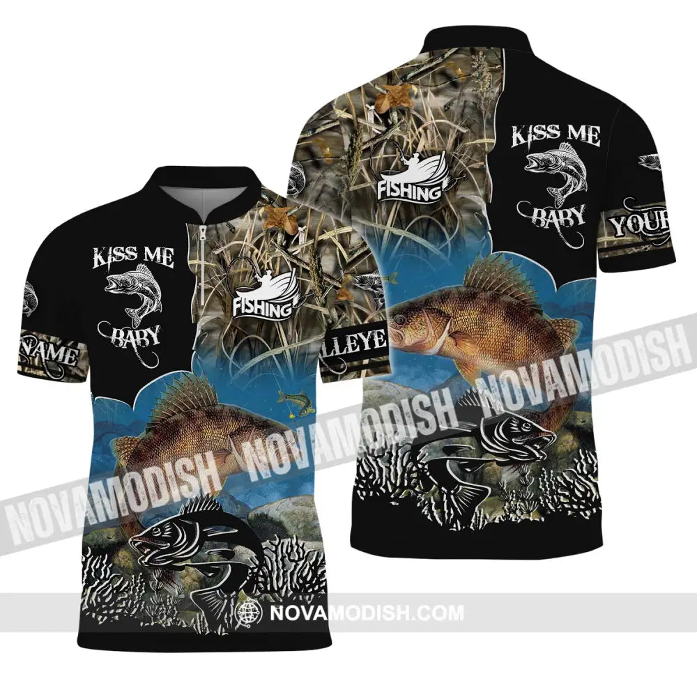 Unisex Shirt - Custom Name Shirt Fishing Shirt - Gift for Fishing Lovers Zipper Polo Shirt / S T-shirt