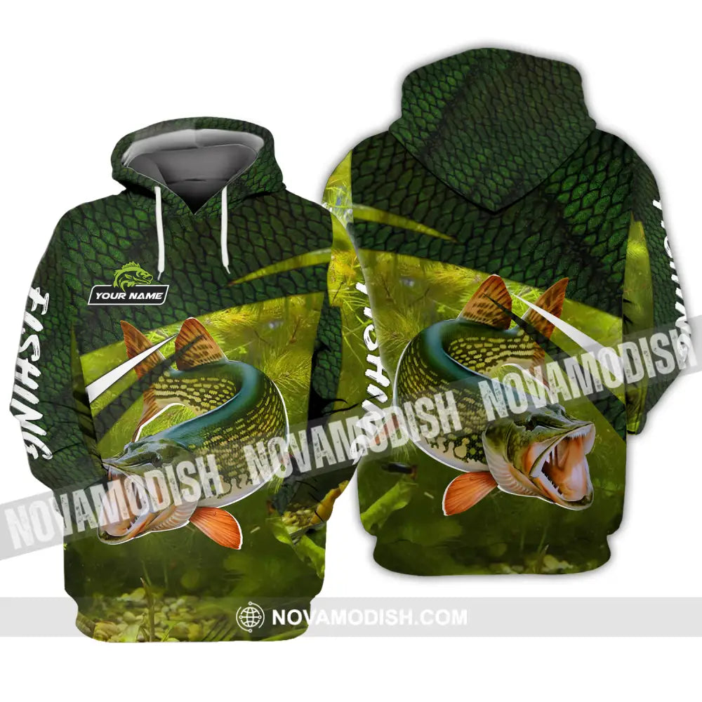 Unisex Shirt - Custom Name Fishing Green Shirt Hoodie / S T-shirt