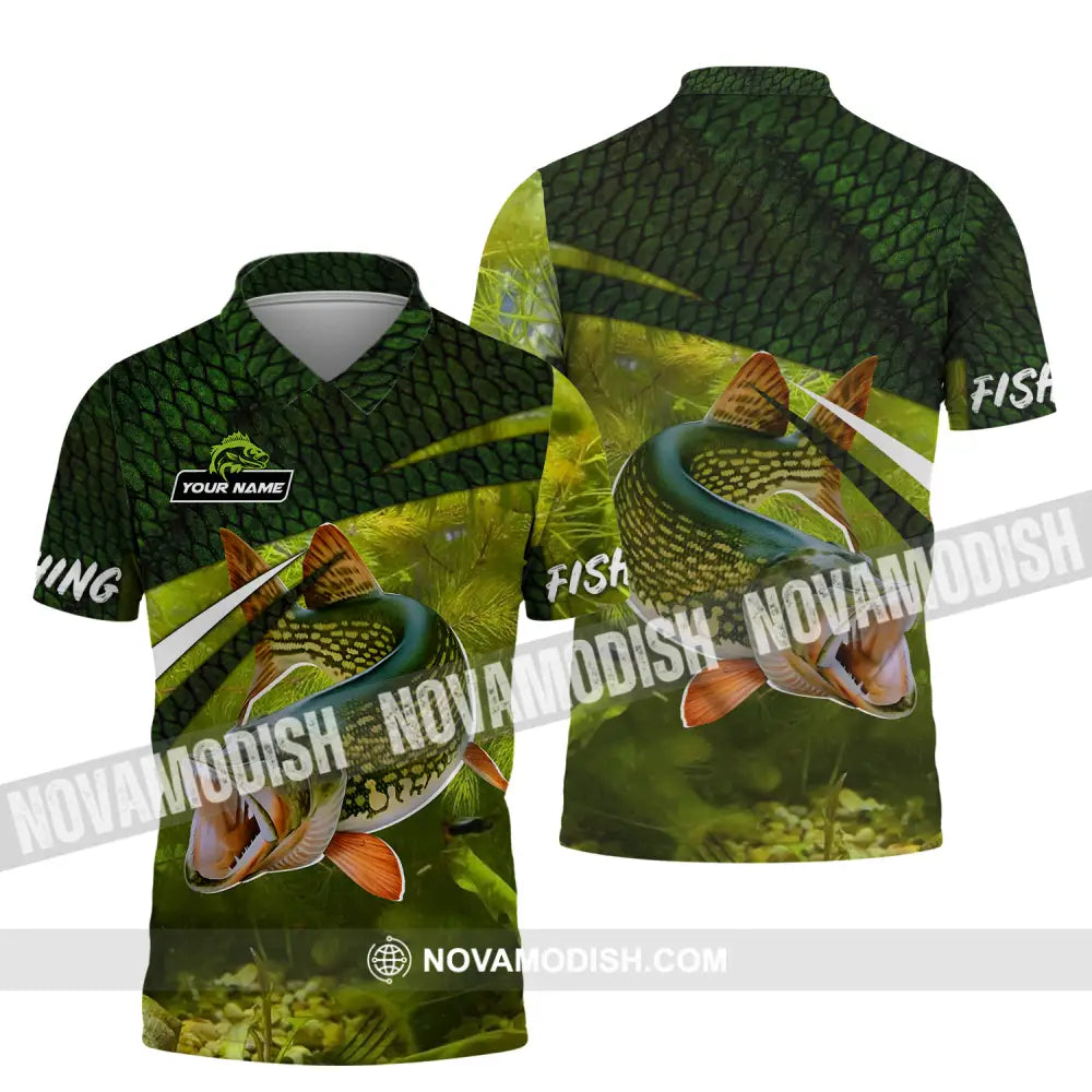 Unisex Shirt - Custom Name Fishing Green Shirt Polo Shirt / S T-shirt