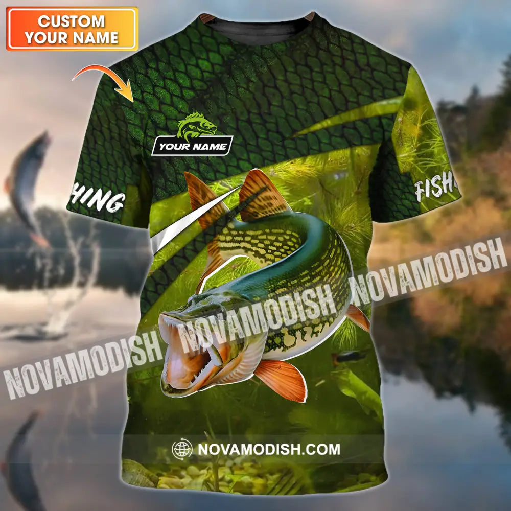 Unisex Shirt - Custom Name Fishing Green Shirt T-shirt