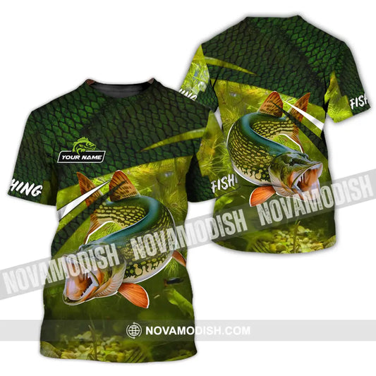 Unisex Shirt - Custom Name Fishing Green Shirt T-Shirt / S T-shirt