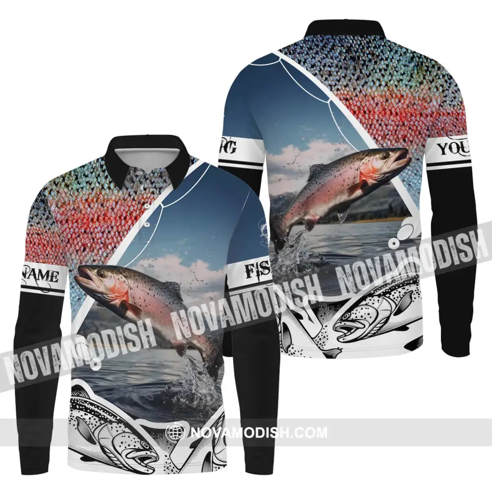 Unisex Shirt - Custom Name Fishing Shirt Long Sleeve Polo / S T-shirt