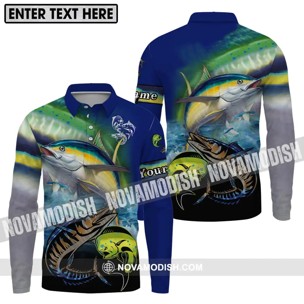 Unisex Shirt - Custom Name Fishing Shirt Long Sleeve Polo / S T-shirt