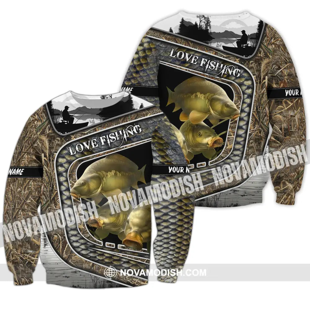 Unisex Shirt Custom Name Fishing Shirt Love Fishing Polo Shirt Long Sleeve / S T-shirt