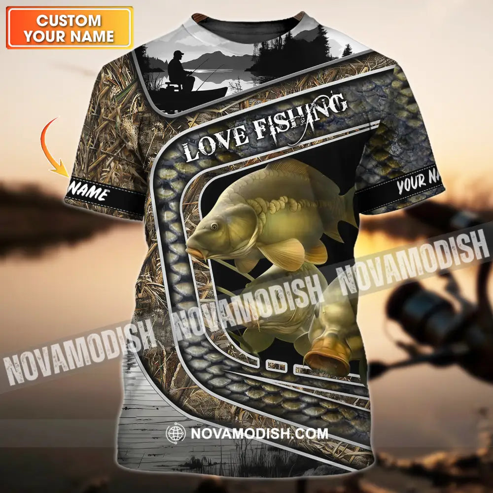 Unisex Shirt Custom Name Fishing Shirt Love Fishing Polo Shirt T-shirt