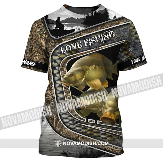 Unisex Shirt Custom Name Fishing Shirt Love Fishing Polo Shirt T-Shirt / S T-shirt