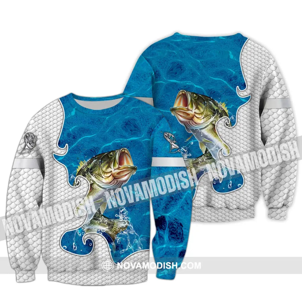 Unisex Shirt - Custom Name Fishing Lover Shirt Blue Water Long Sleeve / S T-shirt