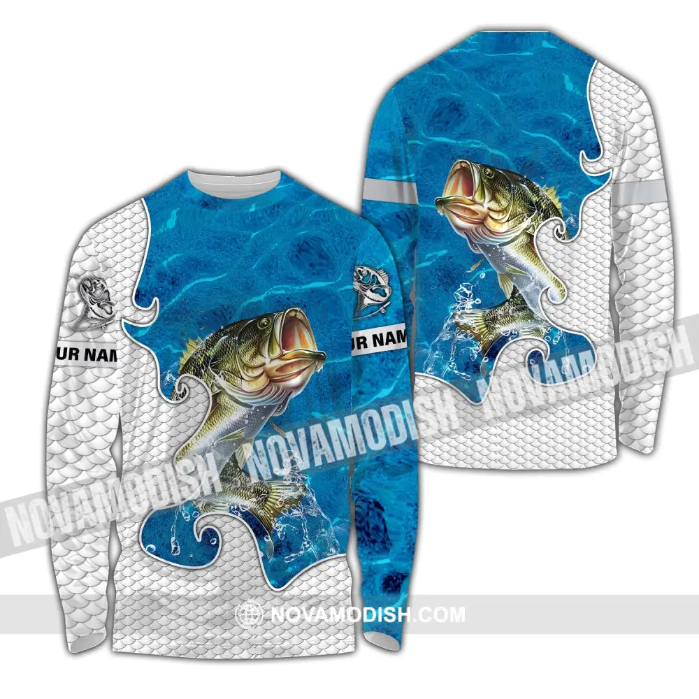 Unisex Shirt - Custom Name Fishing Lover Shirt Blue Water Long Sleeve Shirt / S T-shirt